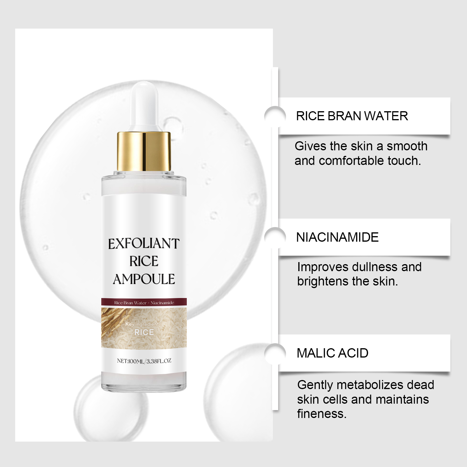 Ampoule exfoliante au riz, sér - Skincare Niacinamide avis et prix